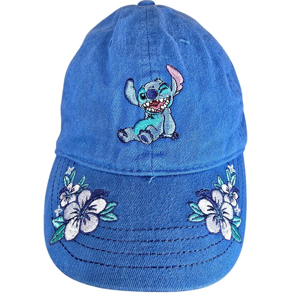 Disney Stitch from Lilo and Stitch Floral Blue Youth Hook & Loop Closure Cap